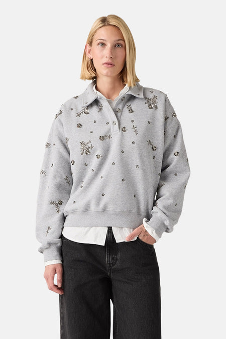 Sweat col O - gris