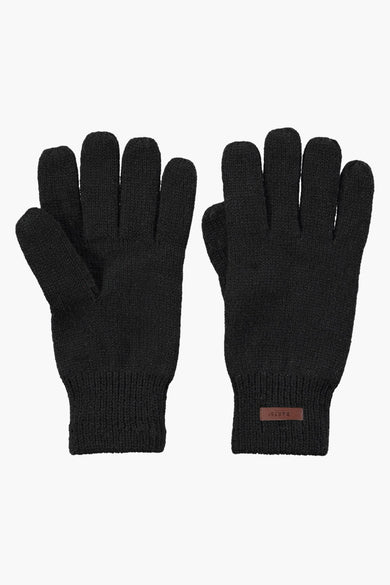 Gants noirs de BARTS, en tricot texturé, avec un patch logo en cuir.