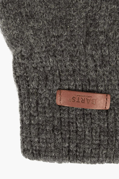 Grijze gebreide handschoenen van BARTS, met een leren patch met het merklogo.