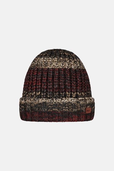 Bonnet tricoté multicolore BARTS avec revers et étiquette.