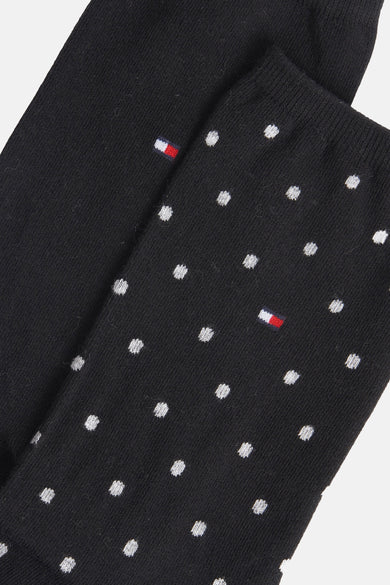 Zwarte sokken van TOMMY JEANS, met wit stippenpatroon en discreet logo.