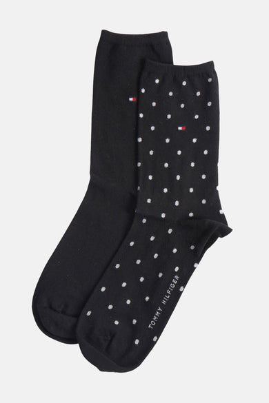 Zwarte sokken van Tommy Jeans, een effen paar en een met witte stippen