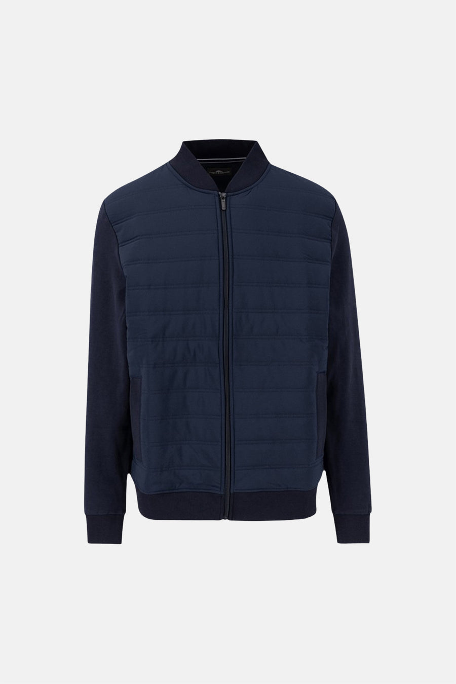 Sweat-gilet bleu de FYNCH-HATTON, avec fermeture éclair et texture matelassée sur le devant.