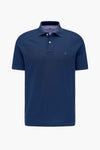 Blauw poloshirt van Fynch-Hatton, met een knoopsluiting met twee knopen en geborduurd boomlogo.