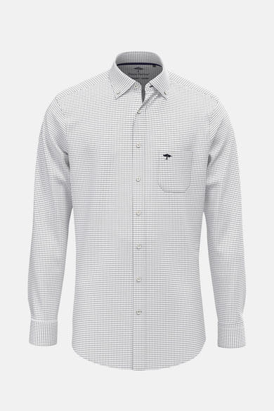 Blauw geruit overhemd met lange mouwen van Fynch-Hatton, met geborduurd logo.