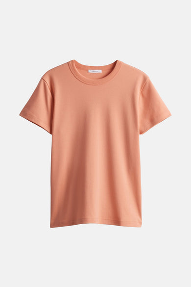 T-shirt uni orange à manches courtes de OPUS, sur fond blanc.
