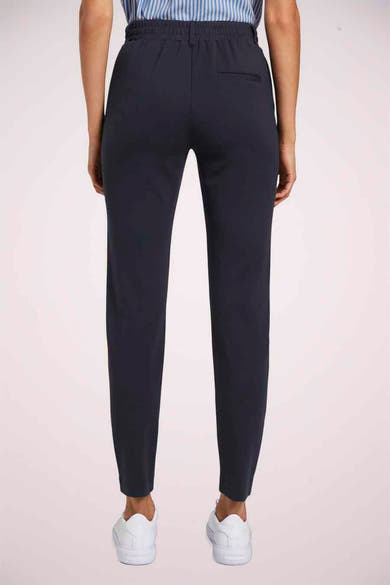 Pantalon coloré bleu van Tom Tailor, coupe droite, avec taille élastique et poches arrière discrètes.
