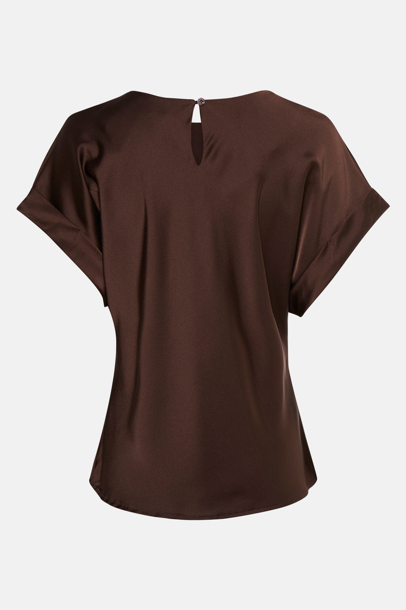 Blouse met korte mouwen - bruin