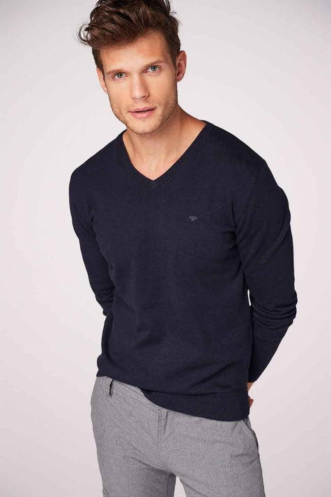 Pull col V Bleu - Tom Tailor