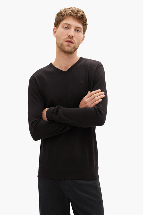 Pull col V Noir - Tom Tailor