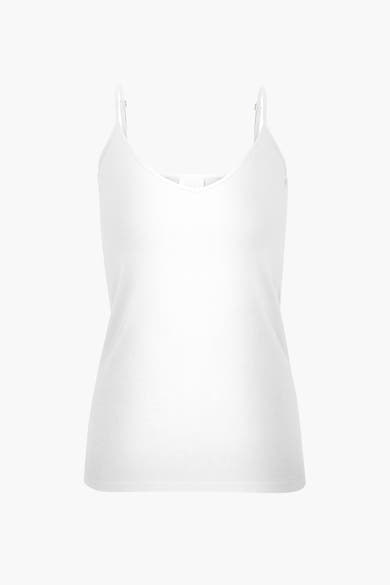 Débardeur blanc de VERO MODA, en coton côtelé avec fines bretelles.