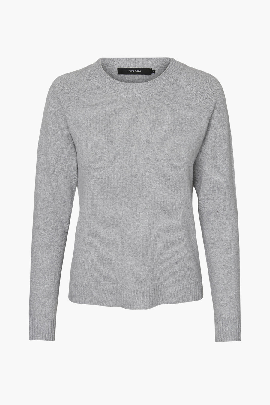 Pull gris de VERO MODA, en maille fine, avec manches longues et col rond.