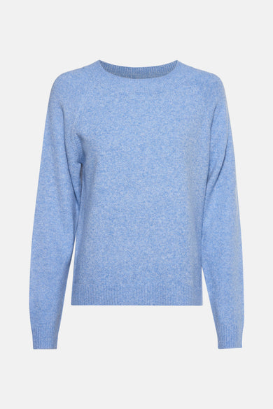 Ronde hals trui blauw van VERO MODA, in zachte breinaalden met een gemêleerde textuur.