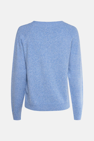 Pull bleu à col rond par VERO MODA, en maille texturée et manches longues, vue de dos.
