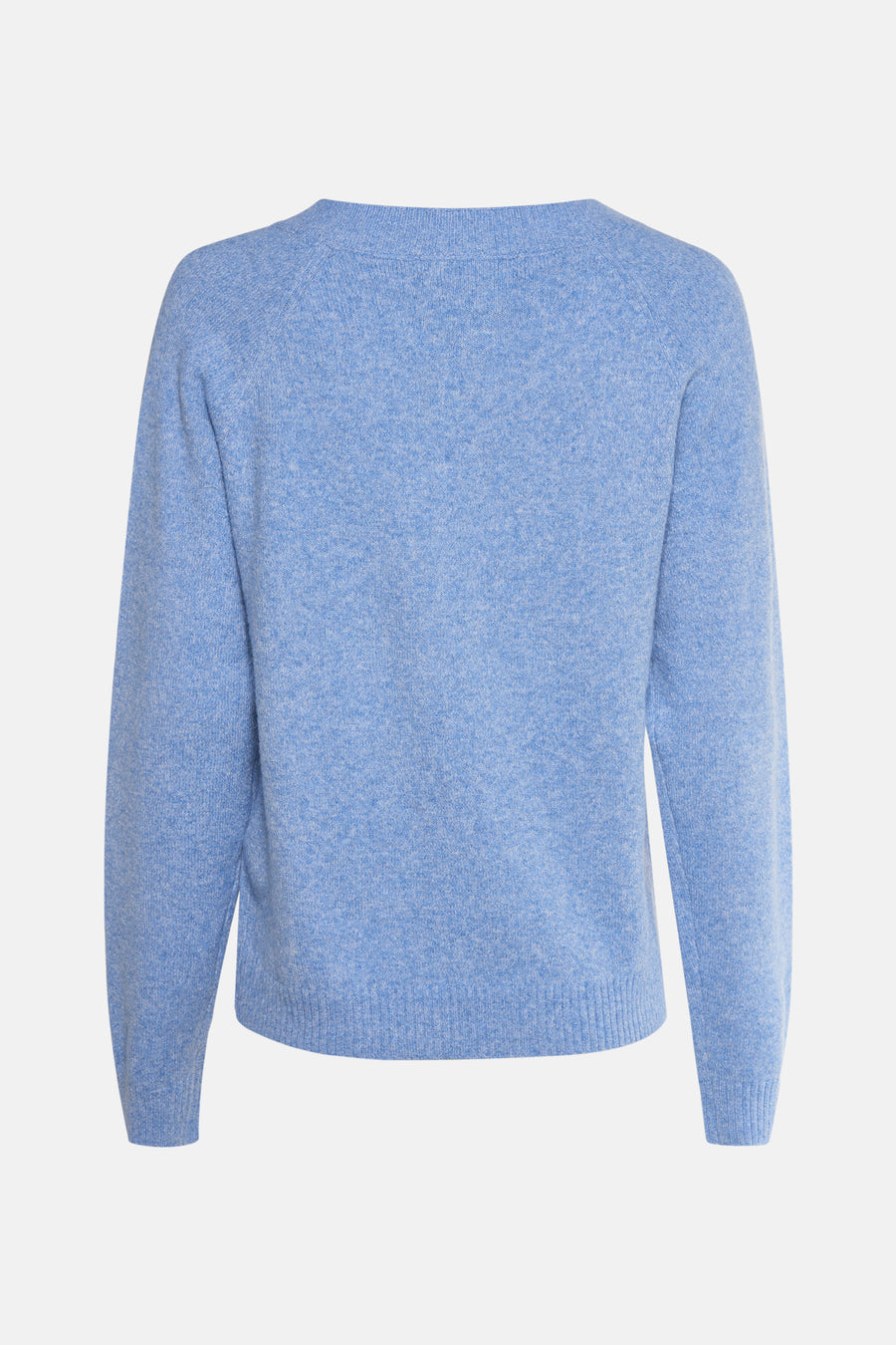 Pull bleu à col rond par VERO MODA, en maille texturée et manches longues, vue de dos.
