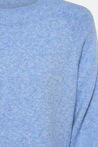 Pull à col rond bleu de VERO MODA, en tricot doux avec une texture chinée.