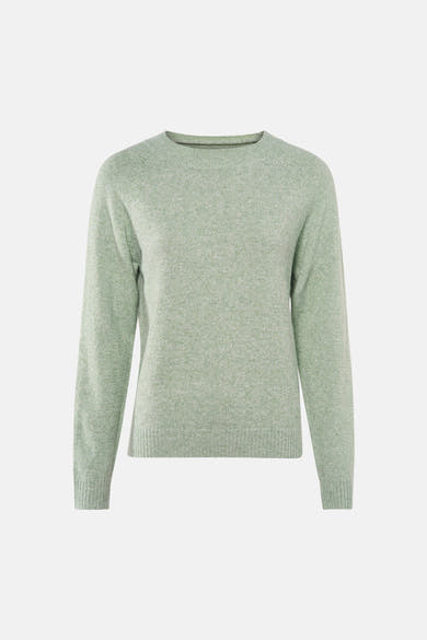 Pull col rond vert de VERO MODA, en maille fine chinée.