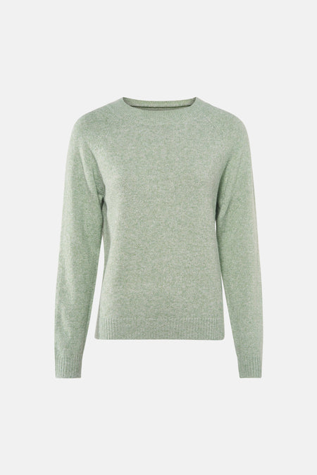 Pull col rond vert de VERO MODA, en maille fine chinée.