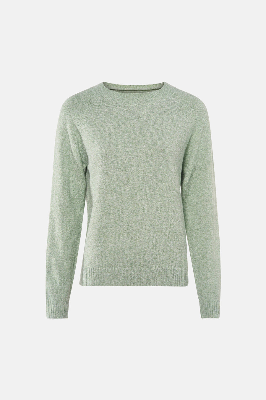 Pull col rond vert de VERO MODA, en maille fine chinée.