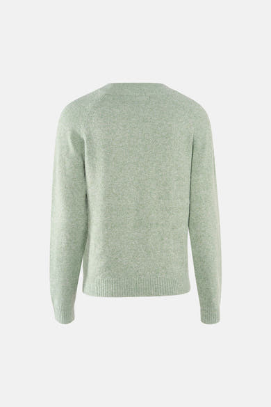 Pull à col rond vert par VERO MODA, en maille fine avec une texture chinée.