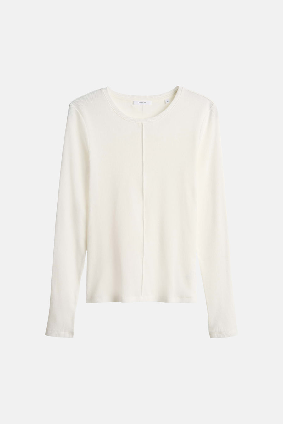 Pull col O blanc à manches longues OPUS, vu de face
