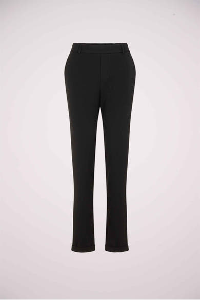 Pantalon de costume noir de VERO MODA, avec une coupe droite et des ourlets roulottés.
