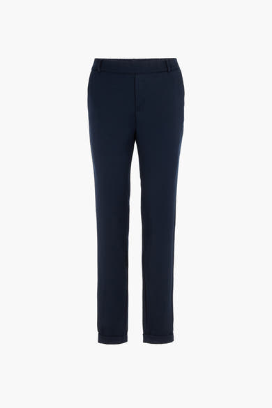 Pantalon de costume bleu par VERO MODA, avec ourlets retournés et une coupe fuselée.