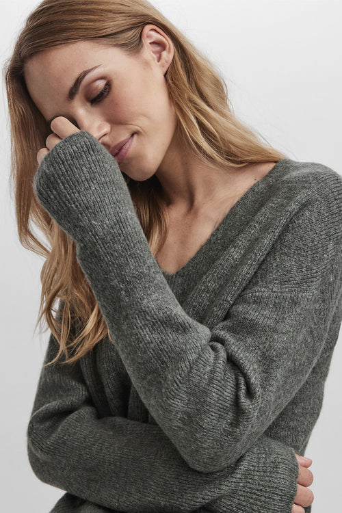 Pull à col en V - vert