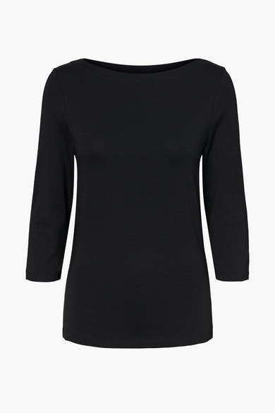 Effenvoudig zwart top met driekwartmouwen van VERO MODA®, rechte pasvorm, van fijne tricot.