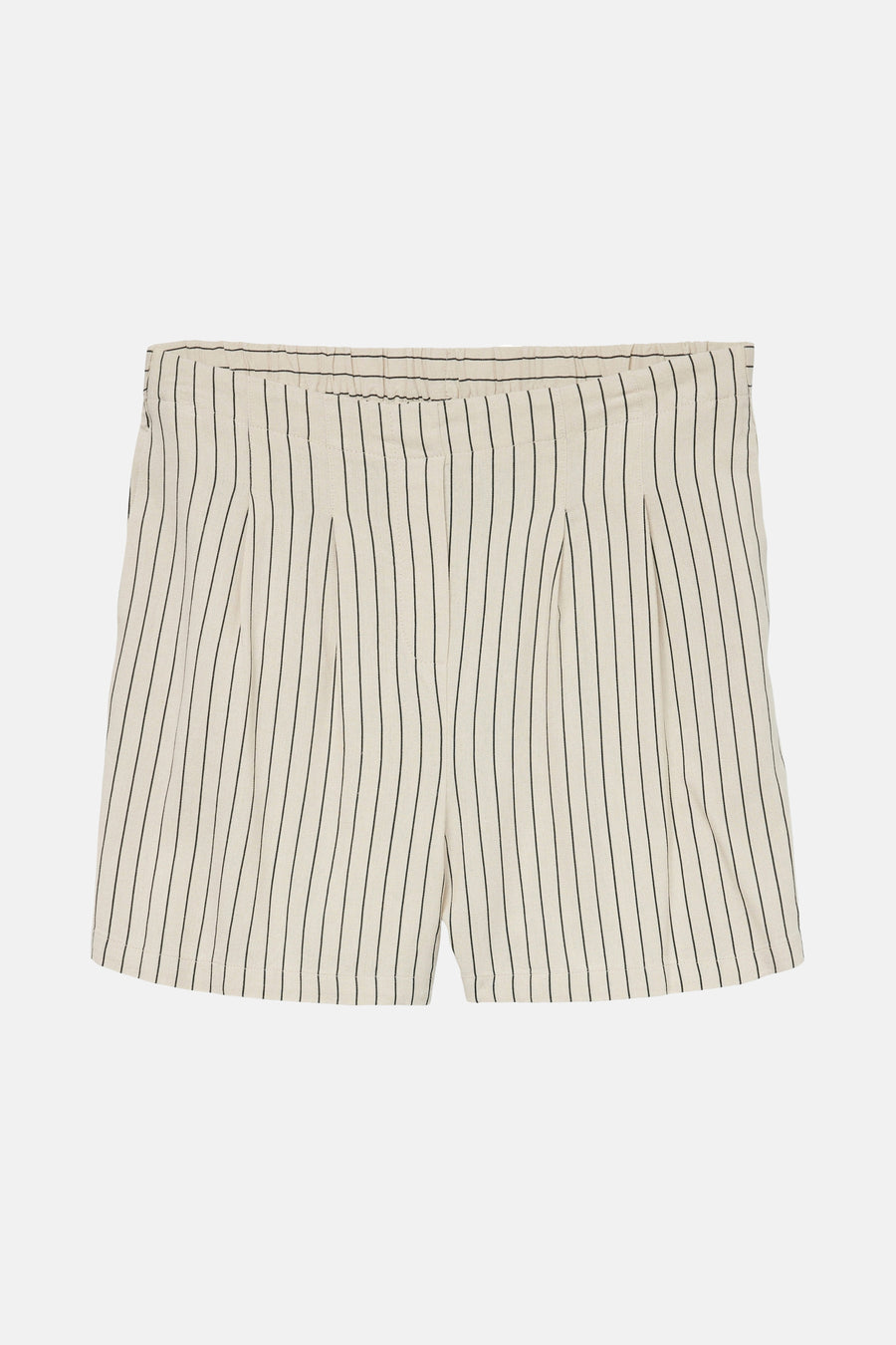 Korte beige short met verticale strepen van VERO MODA®, met elastische tailleband.