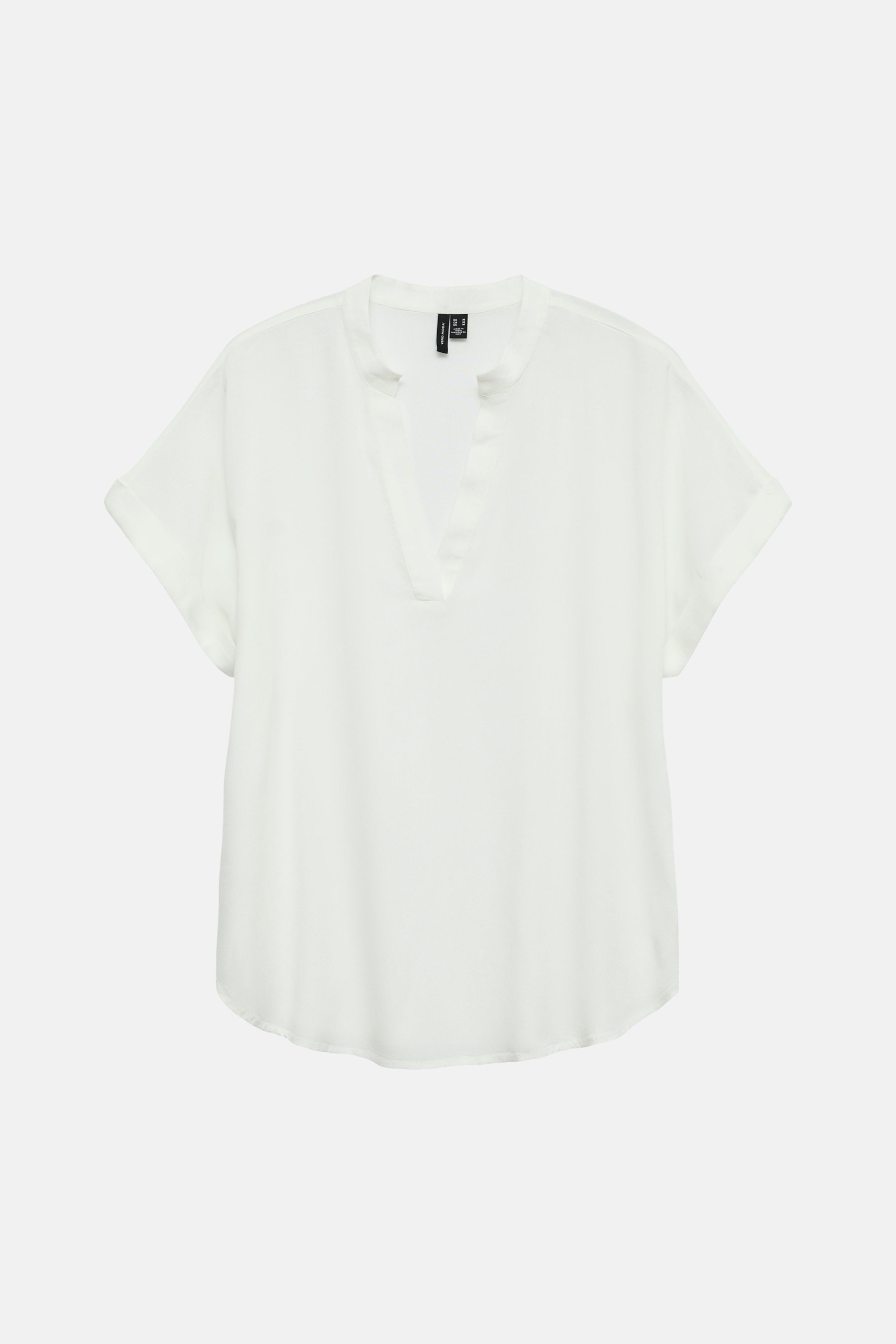 Blouse à manches courtes blanche de VERO MODA® avec col mao et encolure en V.