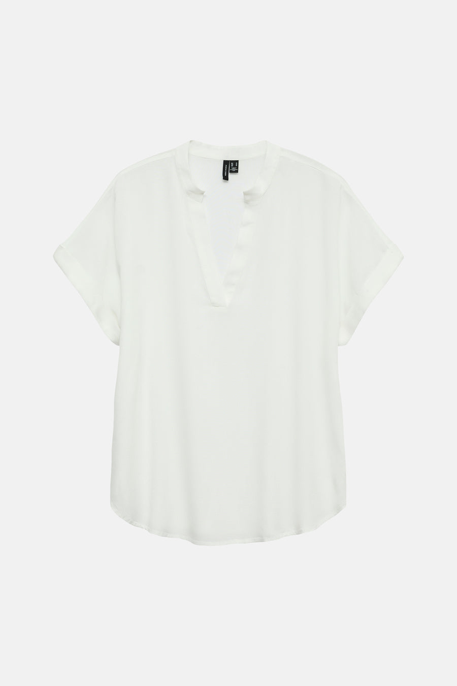 Blouse à manches courtes blanche de VERO MODA® avec col mao et encolure en V.