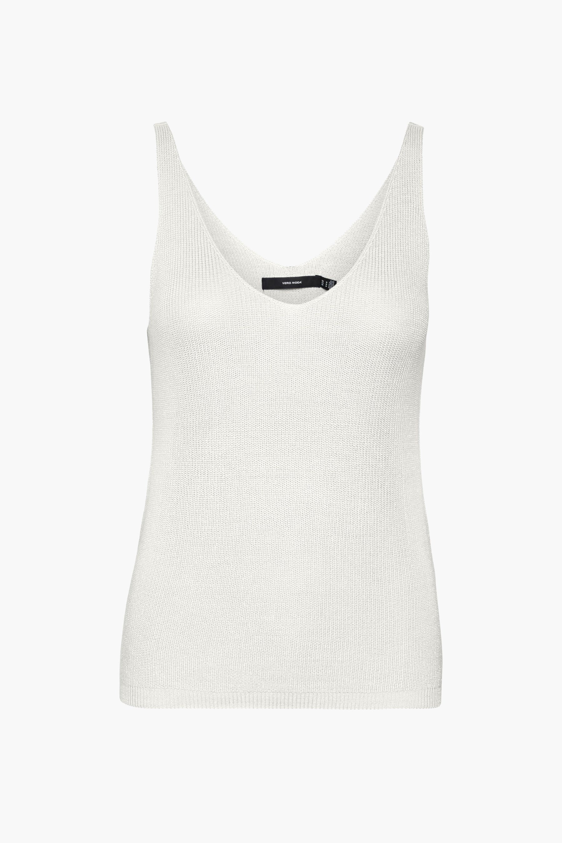 Débardeur blanc en maille de Vero Moda, avec fines bretelles et encolure en V.