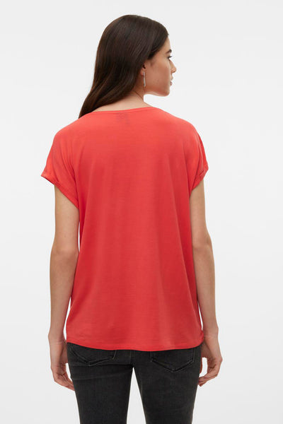 Top uni manches courtes Rouge - VERO MODA®