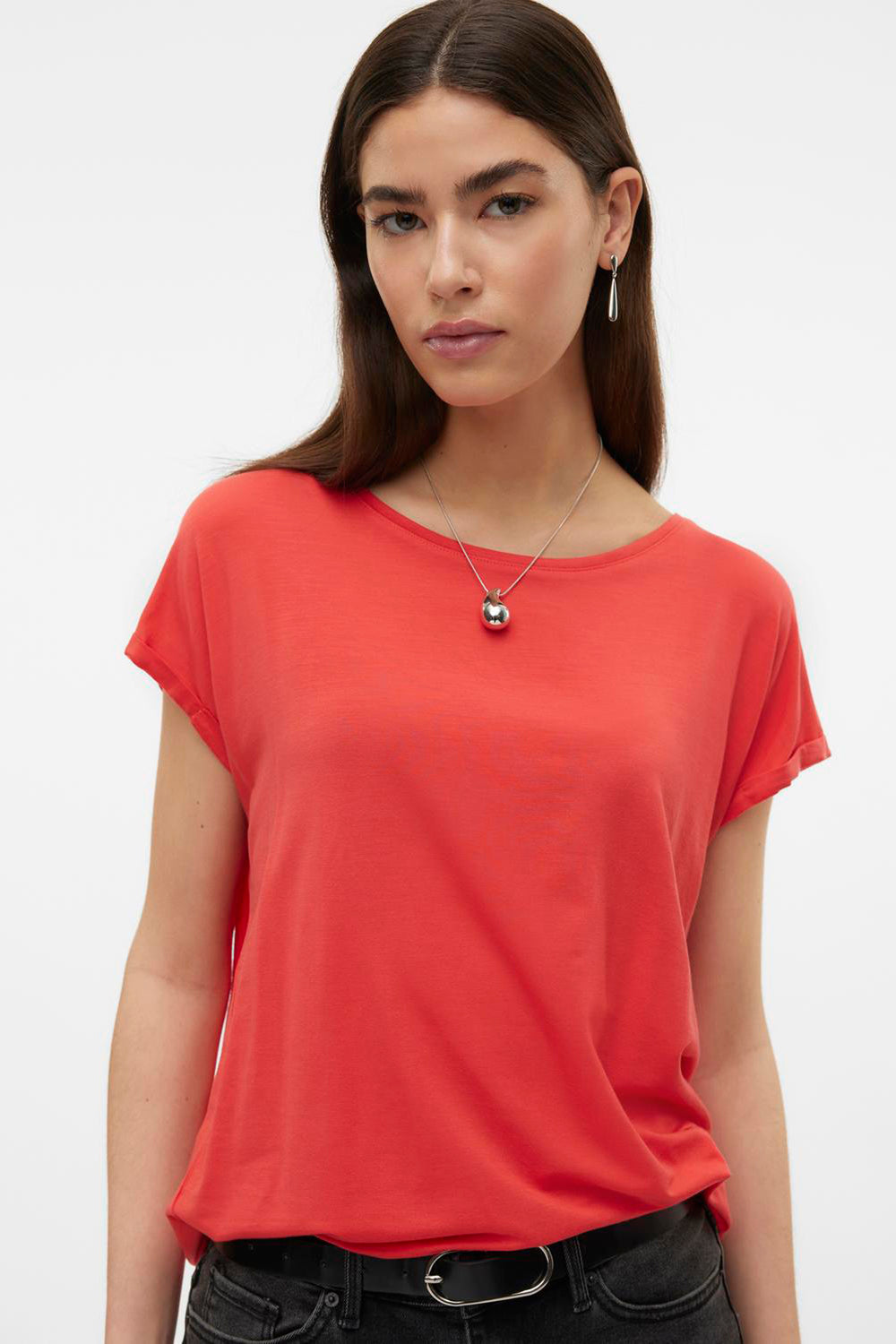 Top uni manches courtes Rouge - VERO MODA®