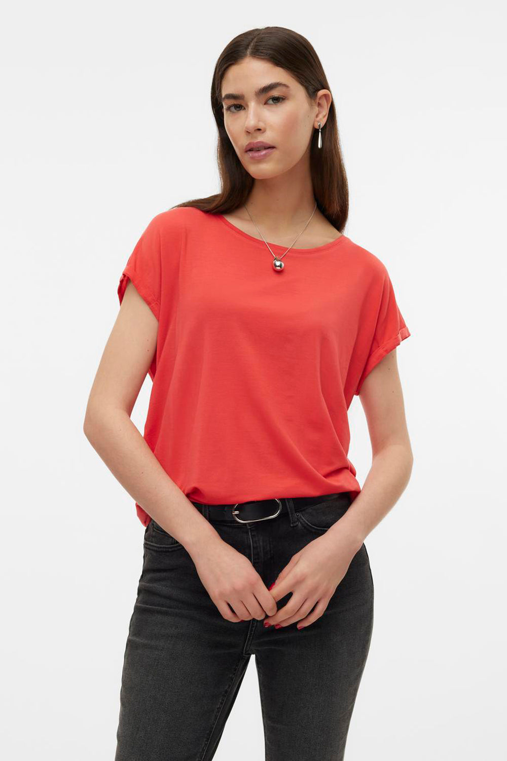 Top uni manches courtes Rouge - VERO MODA®