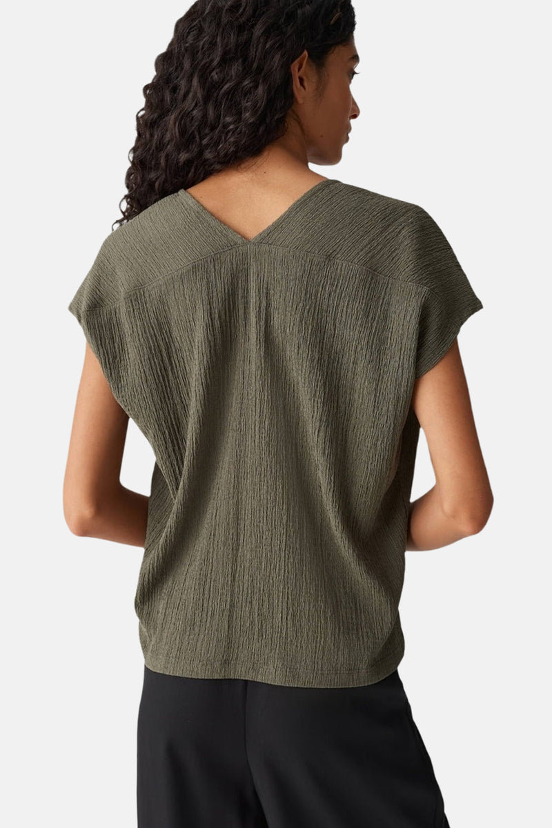 Blouse met korte mouwen - Kaki