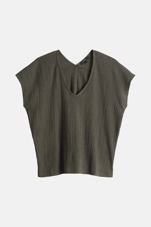 Blouse met korte mouwen - Kaki