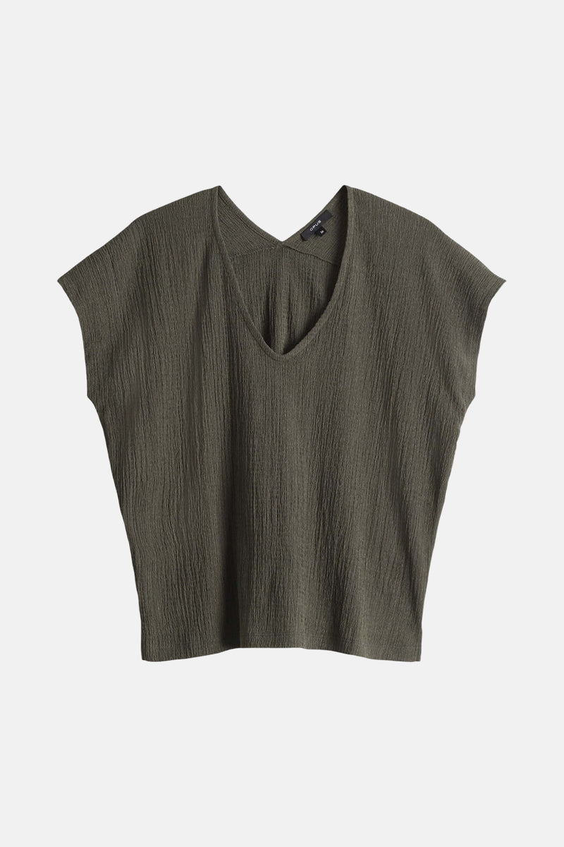 Blouse met korte mouwen - Kaki