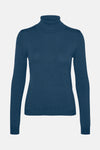 Pull col montant bleu de VERO MODA®, en tricot fin et uni.
