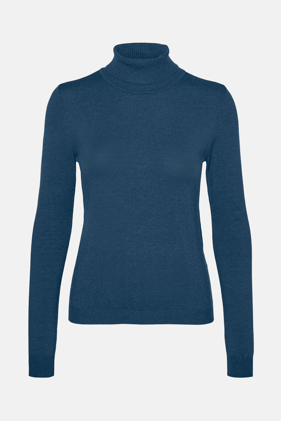 Pull col montant bleu de VERO MODA®, en tricot fin et uni.
