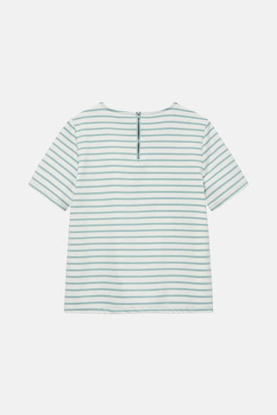T-shirt à manches courtes blanc rayé de VERO MODA® avec fermeture éclair au dos.

