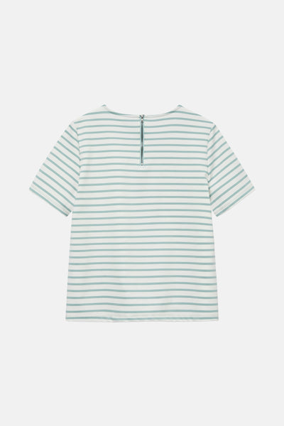 T-shirt à manches courtes blanc rayé de VERO MODA® avec fermeture éclair au dos.
