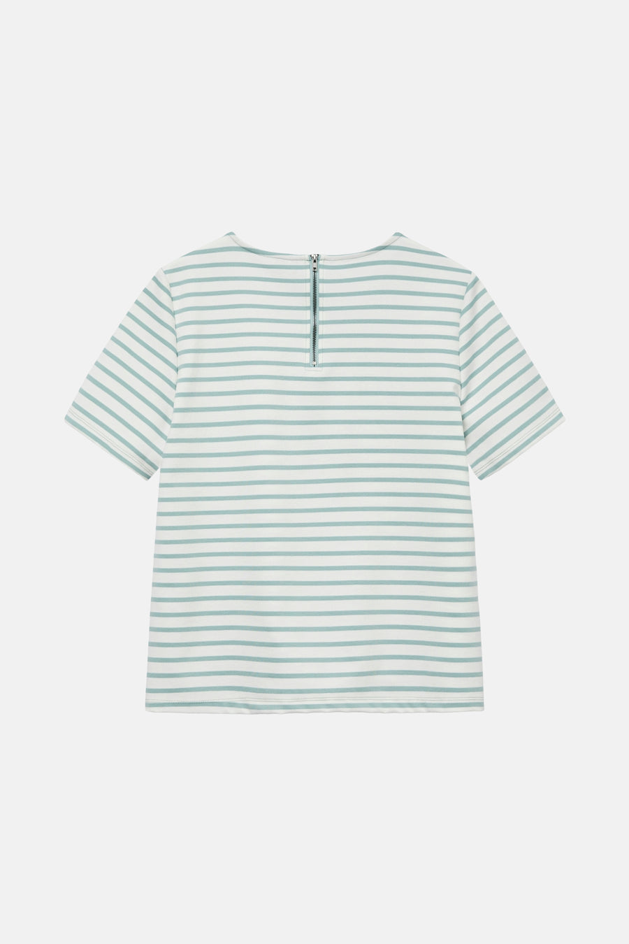 T-shirt à manches courtes blanc rayé de VERO MODA® avec fermeture éclair au dos.
