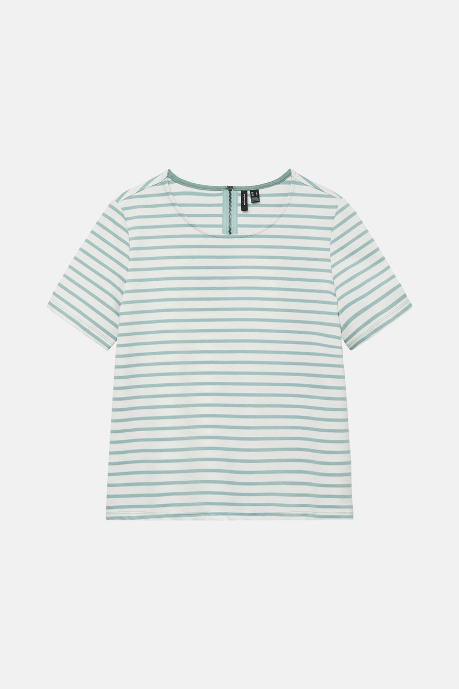 Wit T-shirt met korte mouwen en strepen van VERO MODA® met ritssluiting op de rug.
