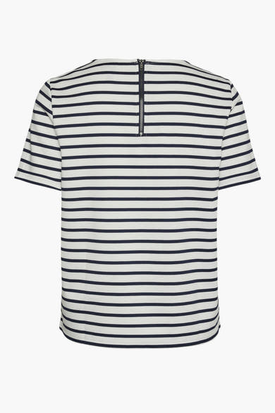 Blauw-wit gestreept T-shirt van Vero Moda, met ritssluiting aan de achterkant.