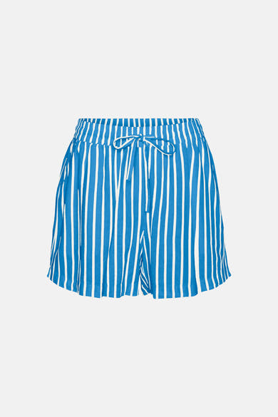 Short bleu rayé by VERO MODA, avec cordon de serrage à la taille et rayures verticales blanches.