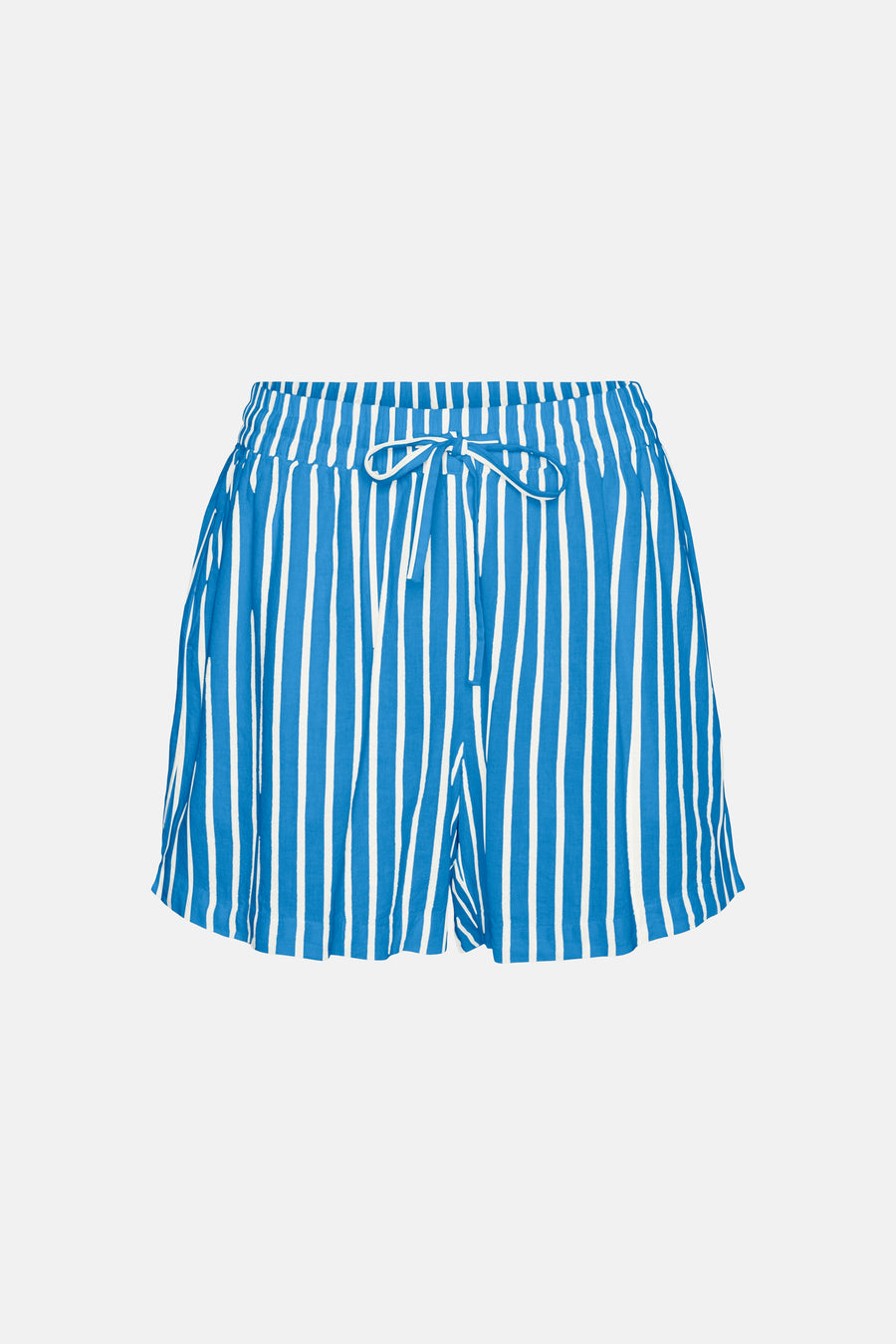 Short bleu rayé by VERO MODA, avec cordon de serrage à la taille et rayures verticales blanches.