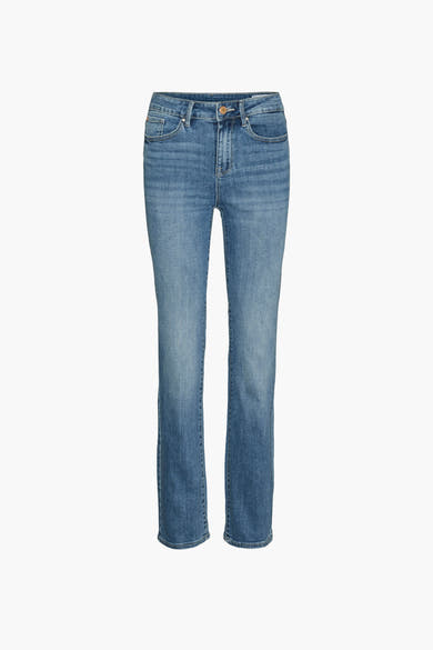 Rechte blauwe jeans van VERO MODA, klassieke pasvorm met voor- en achterzakken.