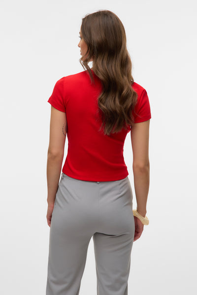 Top uni manches courtes Rouge - VERO MODA®